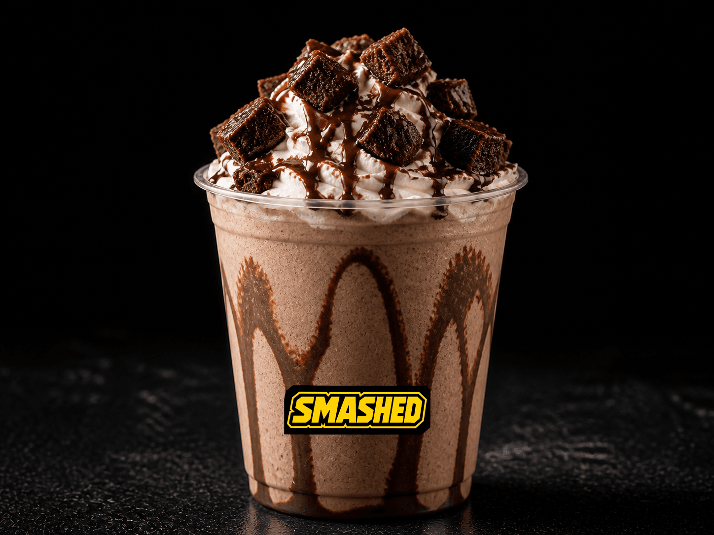 Nutella Brownie shake in a branded clear cup
