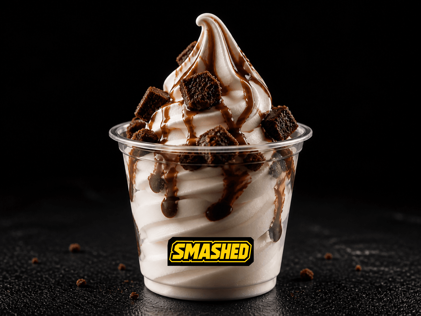 Nutella Brownie soft serve in a branded clear cup